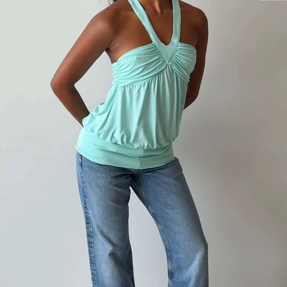 Forever 21 Halter Neck Backless Ruffled Tank Top